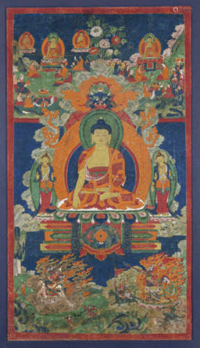 A THANGKA OF BUDDHA SHAKYAMUNI