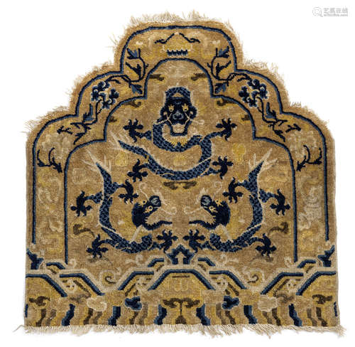 A PILE NINGXIA RUG WITH DRAGON DESIGN FOR A THRONE