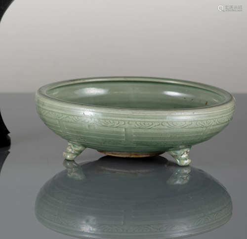 A TRIPOD CELADON BAGUA CENSER