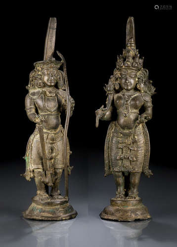 TWO BRONZE FIGURES DEPICTING RAMA AND LAKSHMI