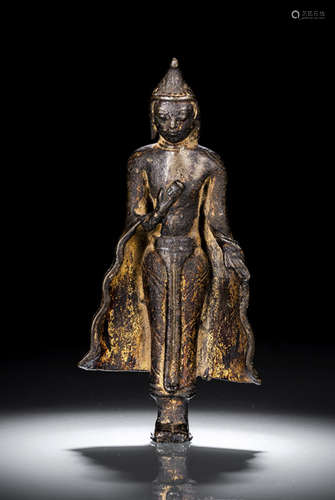 A BRONZE FIGURE OF BUDDHA SHAKYAMUNI