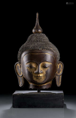 A DRY LACQUER HEAD OF BUDDHA