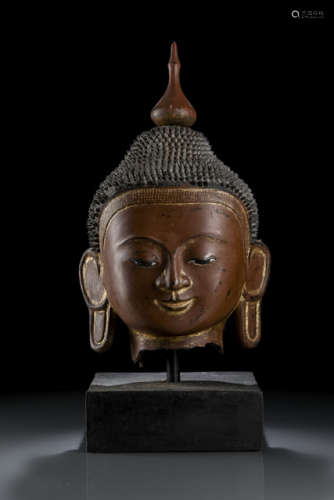 A DRY LACQUER HEAD OF BUDDHA