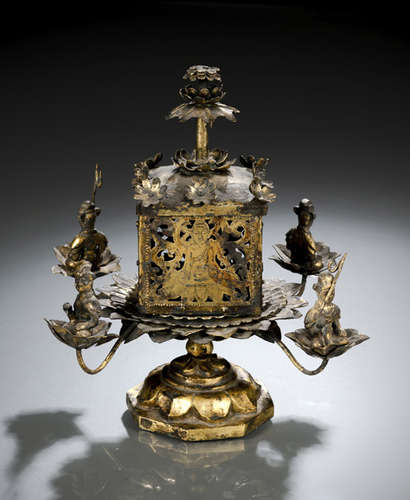 A GILT-BRONZE SHRINE