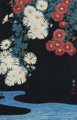 A COLOURED WOODBLOCK PRINT BY OHARA KOSON