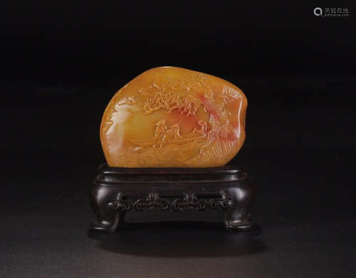 A SHOUSHAN TIANHUANG STONE SHANZI ORNAMENT