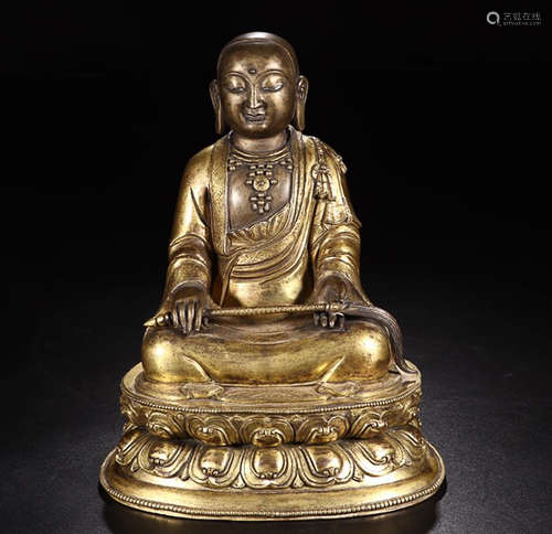 A GILT BRONZE DIZANG BUDDHISATTVA