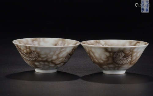A PAIR OF YONGZHENG INK COLOR CUPS