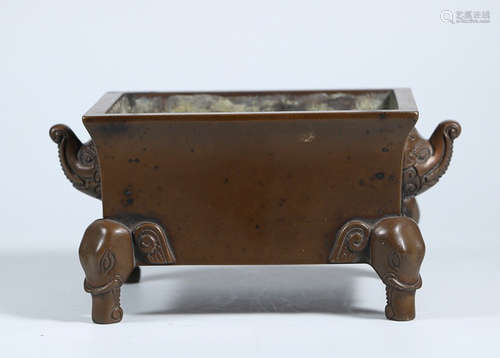 A BRONZE ELEPHANT CENSER