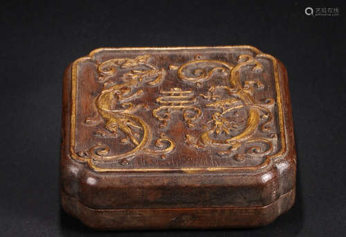 A CHENXIANG WOOD GOLD EDGED CAPPING BOX