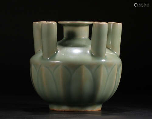 A LONGQUAN FIVE-TUBE VASE