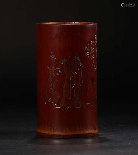 A BAMBOO CARVING PENHOLDER