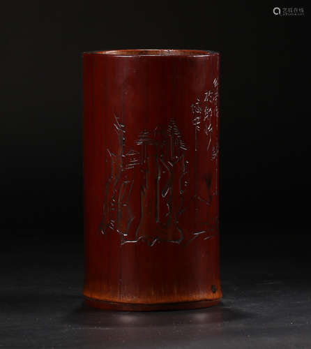 A BAMBOO CARVING PENHOLDER