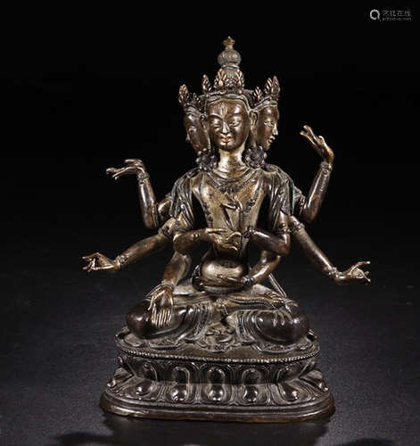 A GILT BRONZE GUANYIN