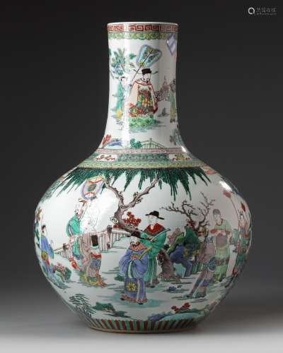A large Chinese famille verse bottle vase