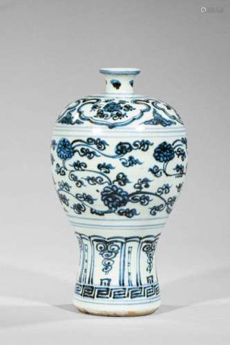 Vase meïping en porcelaine blanche décoré en bleu …