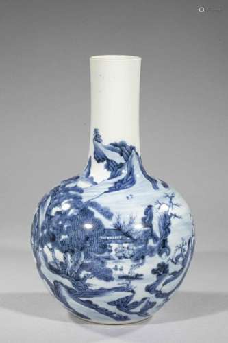 Vase de forme Tianqiuping en porcelaine blanche dé…