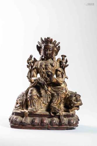 Le Boddhisattva Kwan Yin assis sur le lion bouddhi…