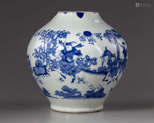 A Chinese blue and white vase