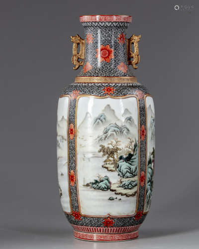 A Chinese famille rose 'four seasons' vase