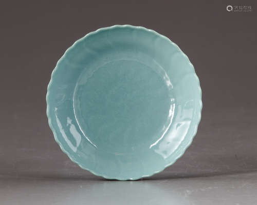 A Chinese turquoise-enamelled 'floral' saucer