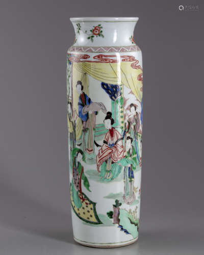 A Chinese  famille verte sleeve vase