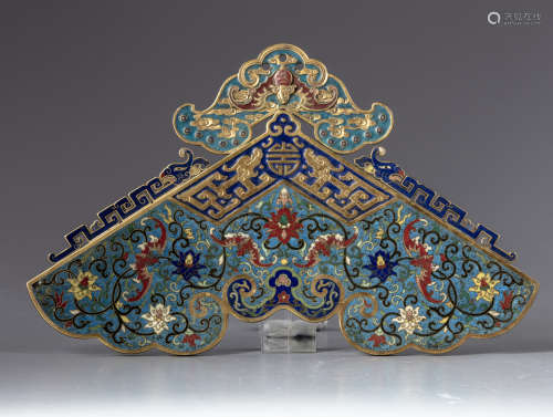 A Chinese champlevé and cloisonné enamel chime