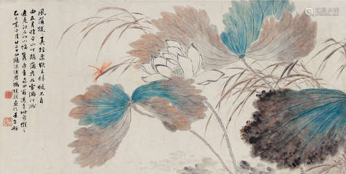 冯超然 己巳（1929）年作 1882～1954 风荷图 立轴 设色纸本