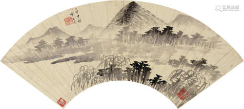 李流芳 丁卯（1627）年作 1575～1629 芦浦雨霁 扇面 水墨纸本