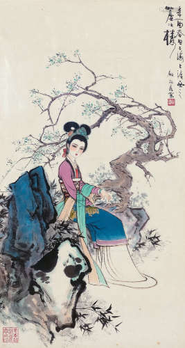 顾炳鑫 辛酉（1981）年作 1923～2001 梅园倩影 镜框 设色纸本