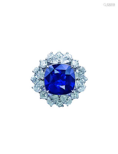 18K 蓝宝石钻石戒指项链两用款