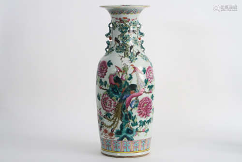 Chinese vaas in porselein met een polychroom decor met vogels - hoogte : 60 cm - [...]