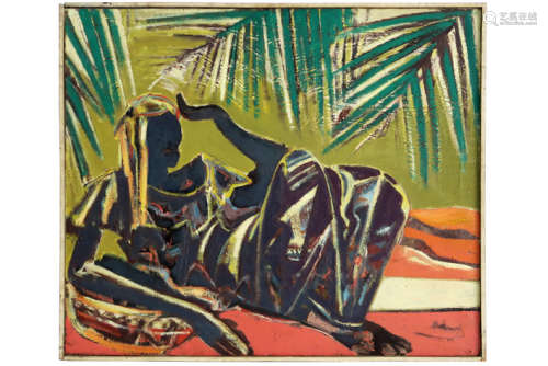 JESPERS FLORIS (1889 - 1965) olieverfschilderij op doek met een afrikanistisch thema [...]
