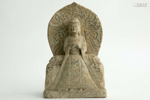 Antieke Chinese sculptuur in steen met enkele restanten van de originele [...]