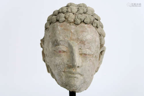 GANDHARA - 1°/2° EEUW sculptuur in stucco met polychrome beschildering : 