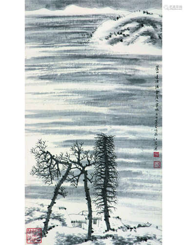 江宏 b.1949 雪景寒林  立轴  水墨纸本