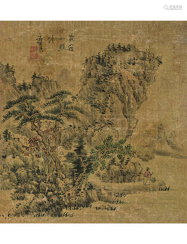 蓝瑛 1585～1664 山水  镜片  设色纸本