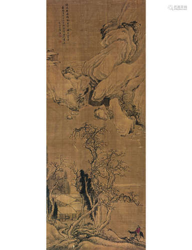 陆治 1496～1576 山水  立轴  设色绢本