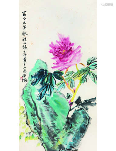 张大壮 1903～1980 花卉  镜片  设色纸本