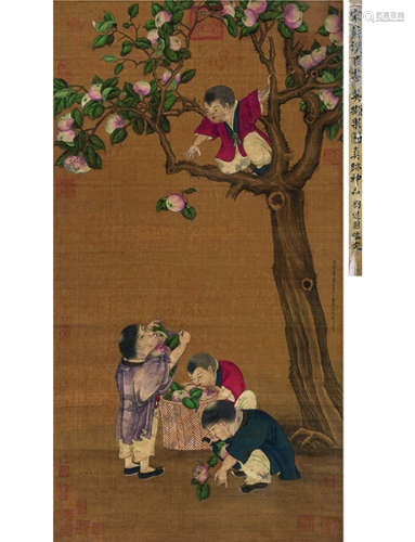 苏汉臣 1094～1172 群英撷果图  立轴  设色绢本