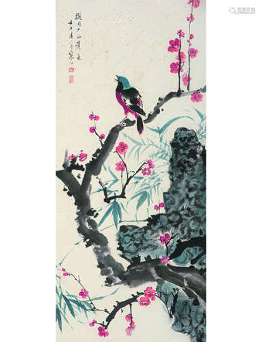 江寒汀 1903～1963 花鸟  镜片  设色纸本