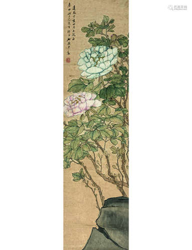 张培敦 1772～1846 花卉  立轴  设色纸本