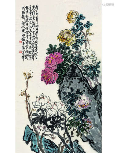 蒲华 1839～1911 花卉  立轴  水墨纸本