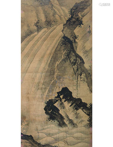 高其佩 1672～1734 指画山水  立轴  水墨绢本