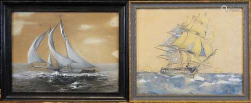 (2) Mixed Media Nautical Paintings