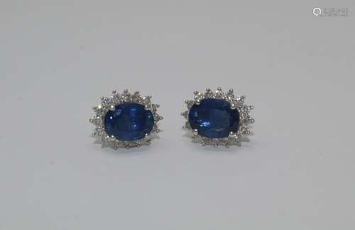 18K White Gold Sapphire & Diamond Earrings