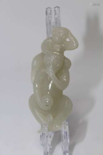 Chinese Carved Jade, Two Monkey Figures