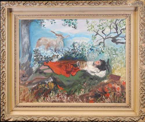 European School Painting, Reclining Woman