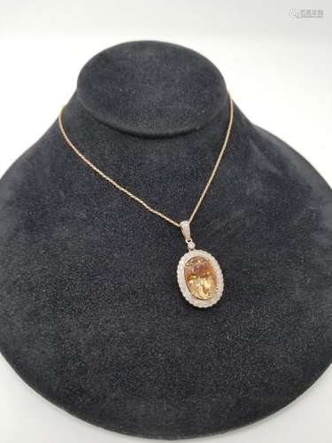 14K Rose Gold Morganite & Diamond Pendant Necklace