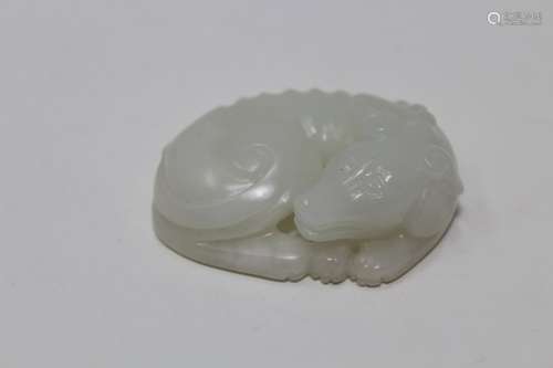 Chinese, Carved White Jade Animal Figure